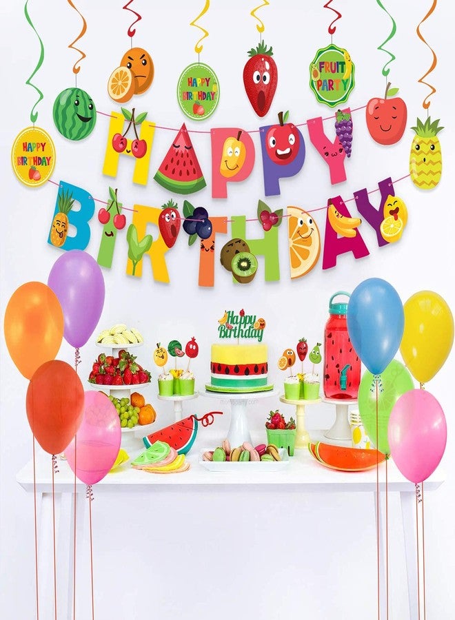 Festiko® Tutti Frutti Happybirthday Fruits Theme Party Cake Cutting Decoration 20 Pcs Cup Cake Topper, Tutti Fruttis Party Favors for Kids Birthday Decoration - Image 4